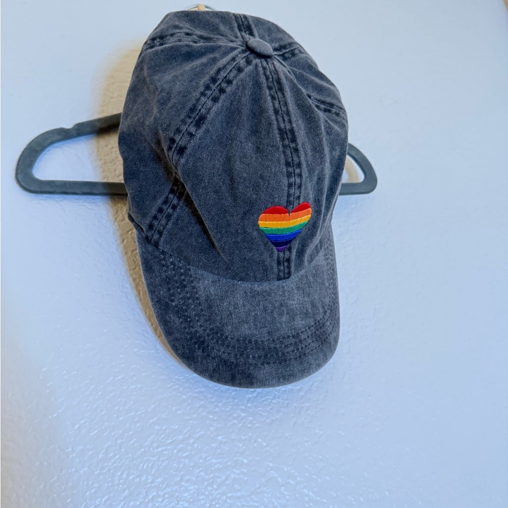 American Eagle Outfitters Charcoal Cap with Rainbow Heart